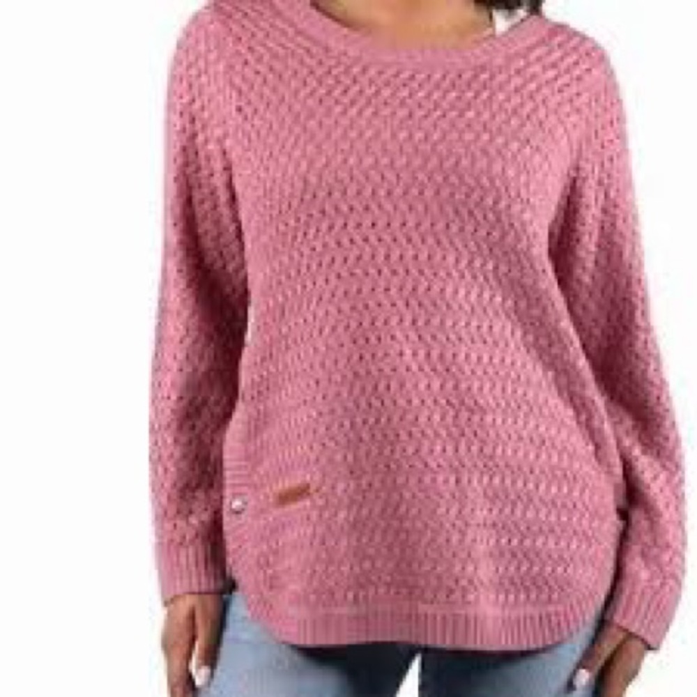 Simply Southern Blush Pink‎ Knit Sweater With Buttons Size M EUC
